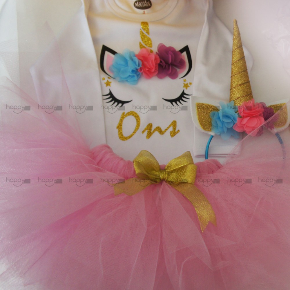 Tenue de fete enfant robe et serre tête licorne pour anniversaire